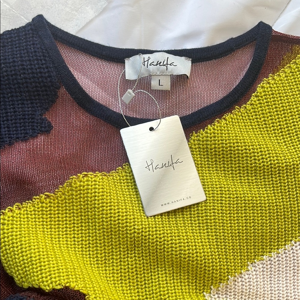 Hanifa Yellow and Blue Long Sleeve Bodycon Dress - Picture 12 of 16